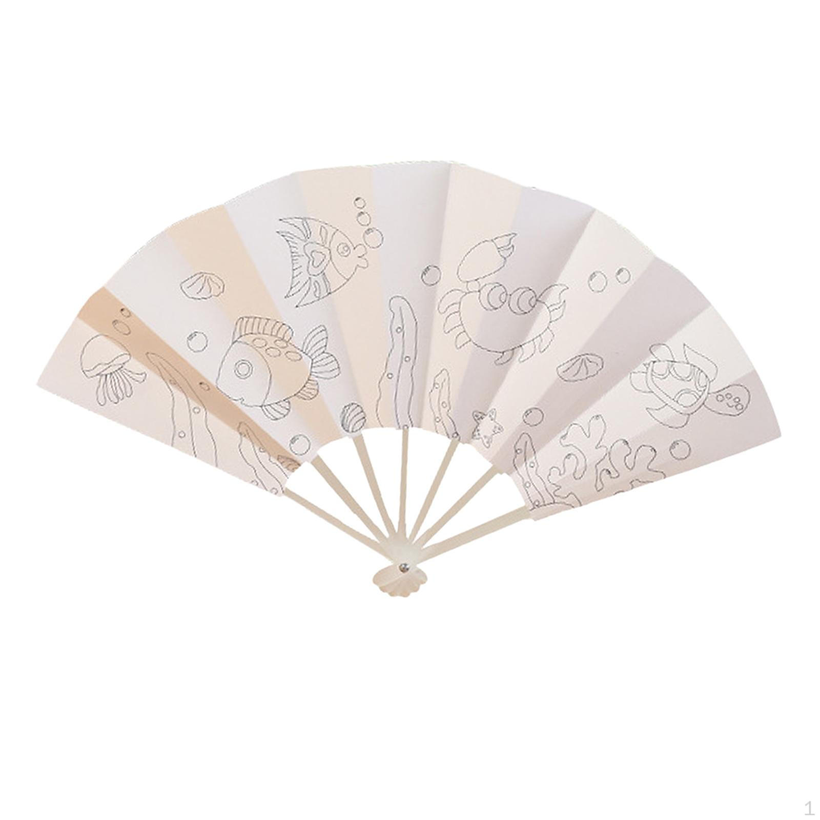 

Ручной веер бамбуковый складной дошкольный вечерние сувениры Handeld DIY игра-раскраска для детей underwater world