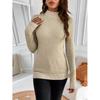 Solid Color Mock Neck Fleece Sweater, Elegant Long Sleeve Thermal Pullover Sweater, Women's Clothing
