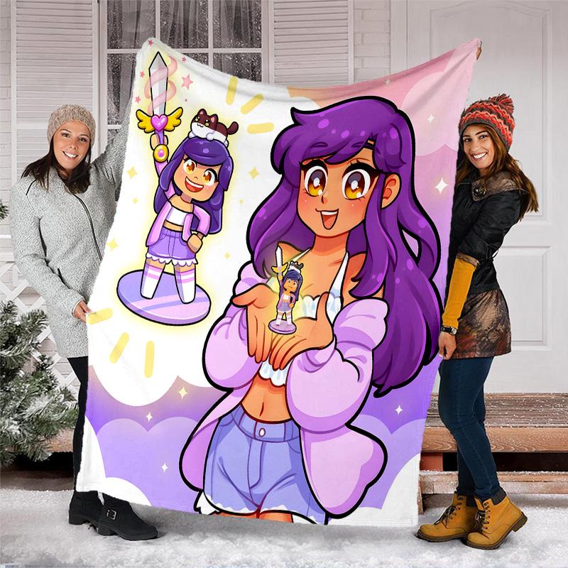 1pc Anime A-AphmauS2 Theme Blanket - Digital Print, Polyester, Cozy for All Seasons, Perfect for Outdoor, and Travel