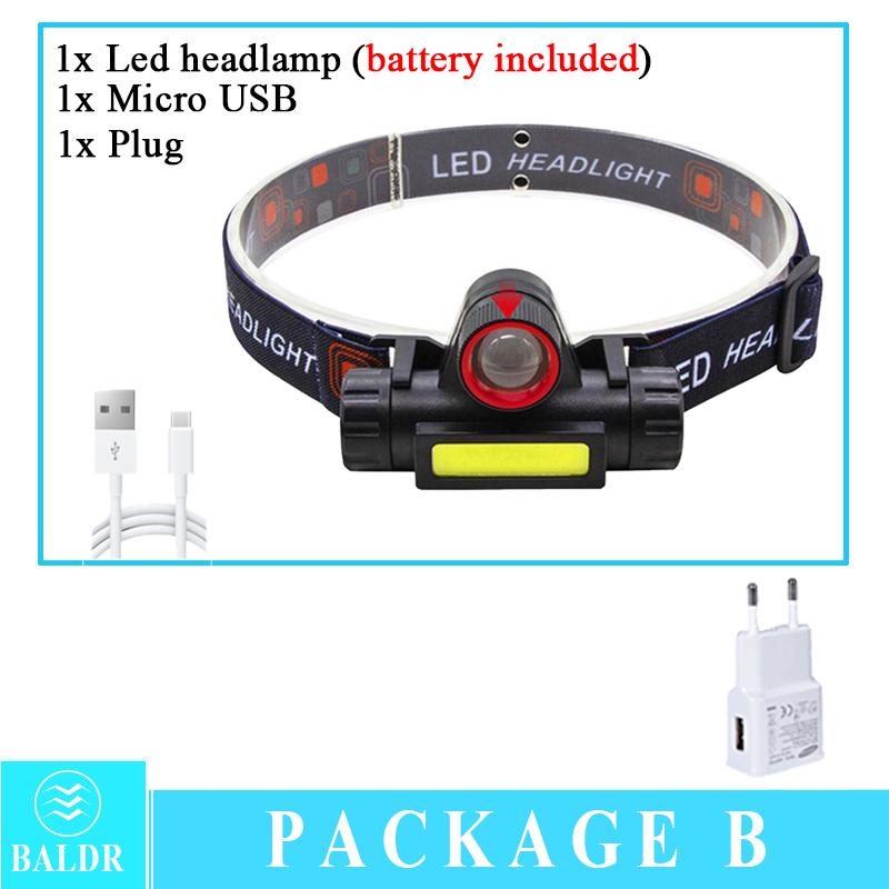 Q5+COB Mini Led Zoomble Headlamp Usb Rechargeable Portable Headlight 18650 Built-in Battery Outdoor Fishing Camping Head Lantern