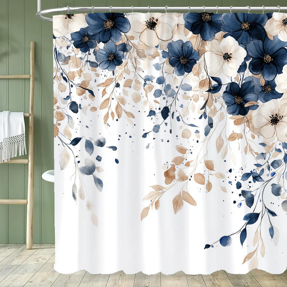 Butterfly And Floral Printed Shower Curtain Family Home Decoration Polyester Bathtub Curtain Bathroom Partition Room Curtain
