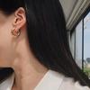 Fashion Gold Silver Double Colors Stainless Steel Gold Plated Huggies Earrings Plain Ring Ear Hoops for Women Punk Jewelry