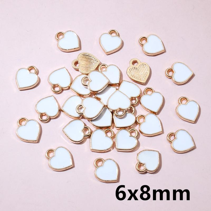 50Pcs 7x8mm Small Colorful Alloy Heart Charms Cute Love Pendants For DIY Bracelet Necklaces Jewelry Making Accessories