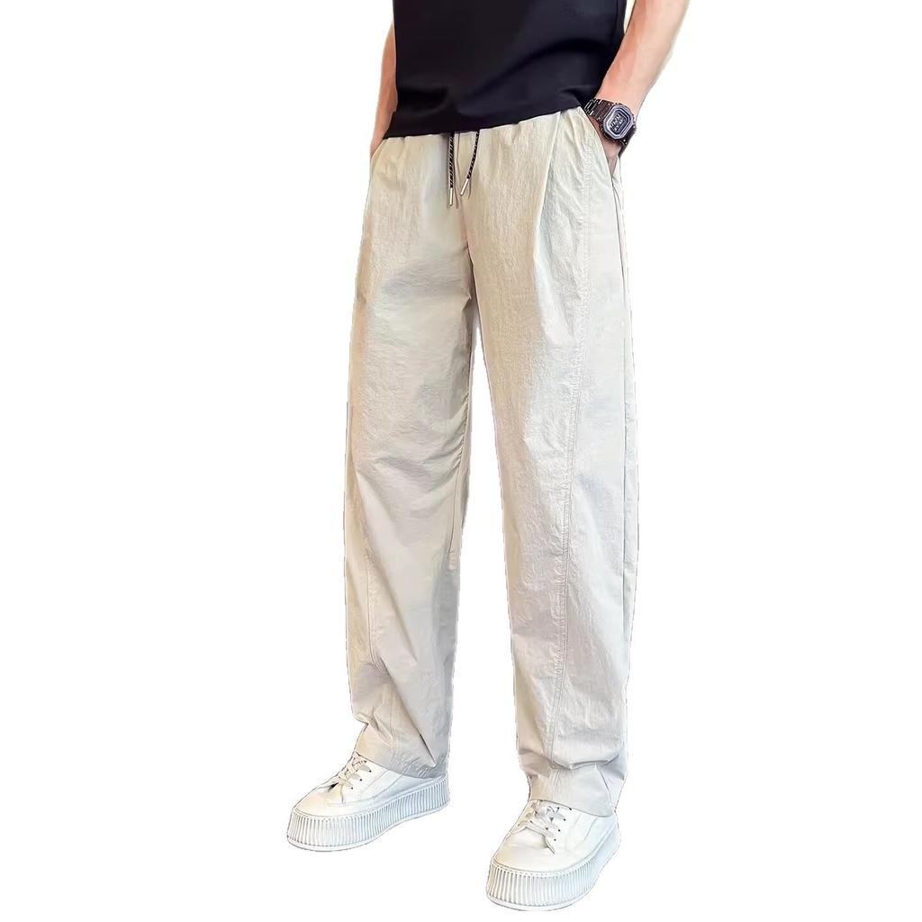 New Casual Pants Men's Summer Thin Trendy Brand Loose Solid Color Straight Wide-leg Pants Trend Versatile