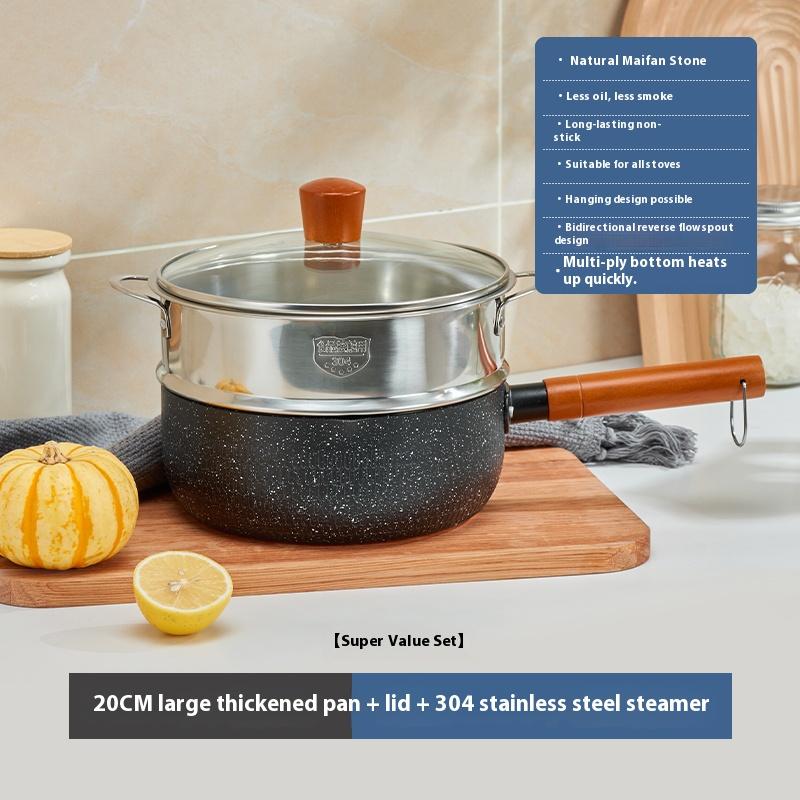 Gianxi Xue Flat Pot Baby Food Pot Frying And Boiling Integrated Small Milk Pot Instant Noodles Soup Pot Household Non Stick Pot