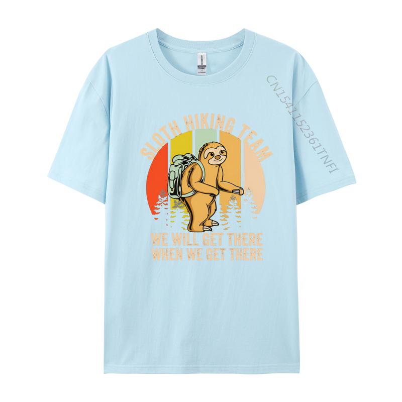 Retro Sloth Hiking Team Well Get There TShirt Men Rife Normal Tops Tees Cotton T Shirts Gift For Mom