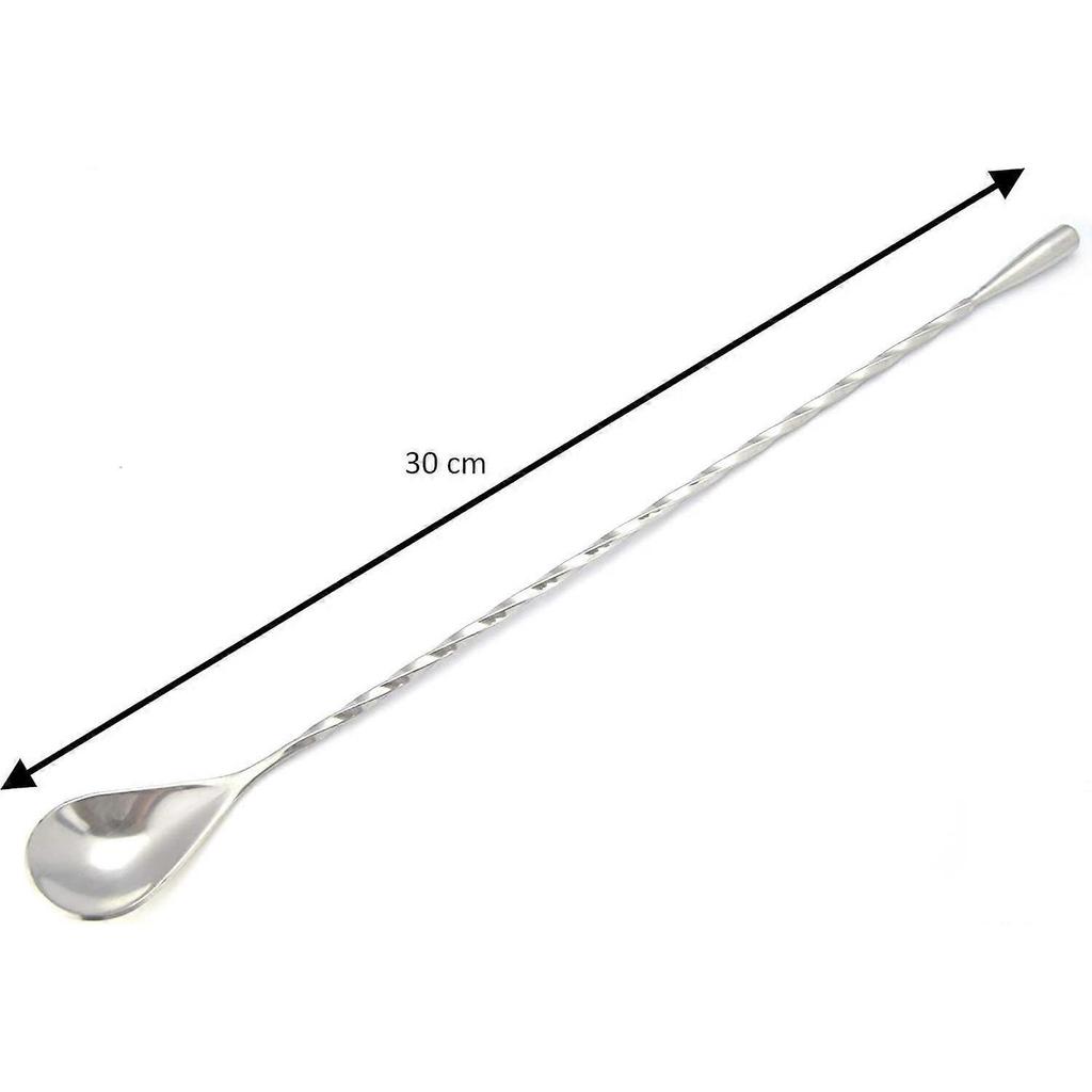 Cuchara Mezcladora Lágrima 30cm Acero Inoxidable 304 para Cócteles y Bebidas - Herramienta Profesional de Cuchara de Bar para Mixología en Bares Restaurantes