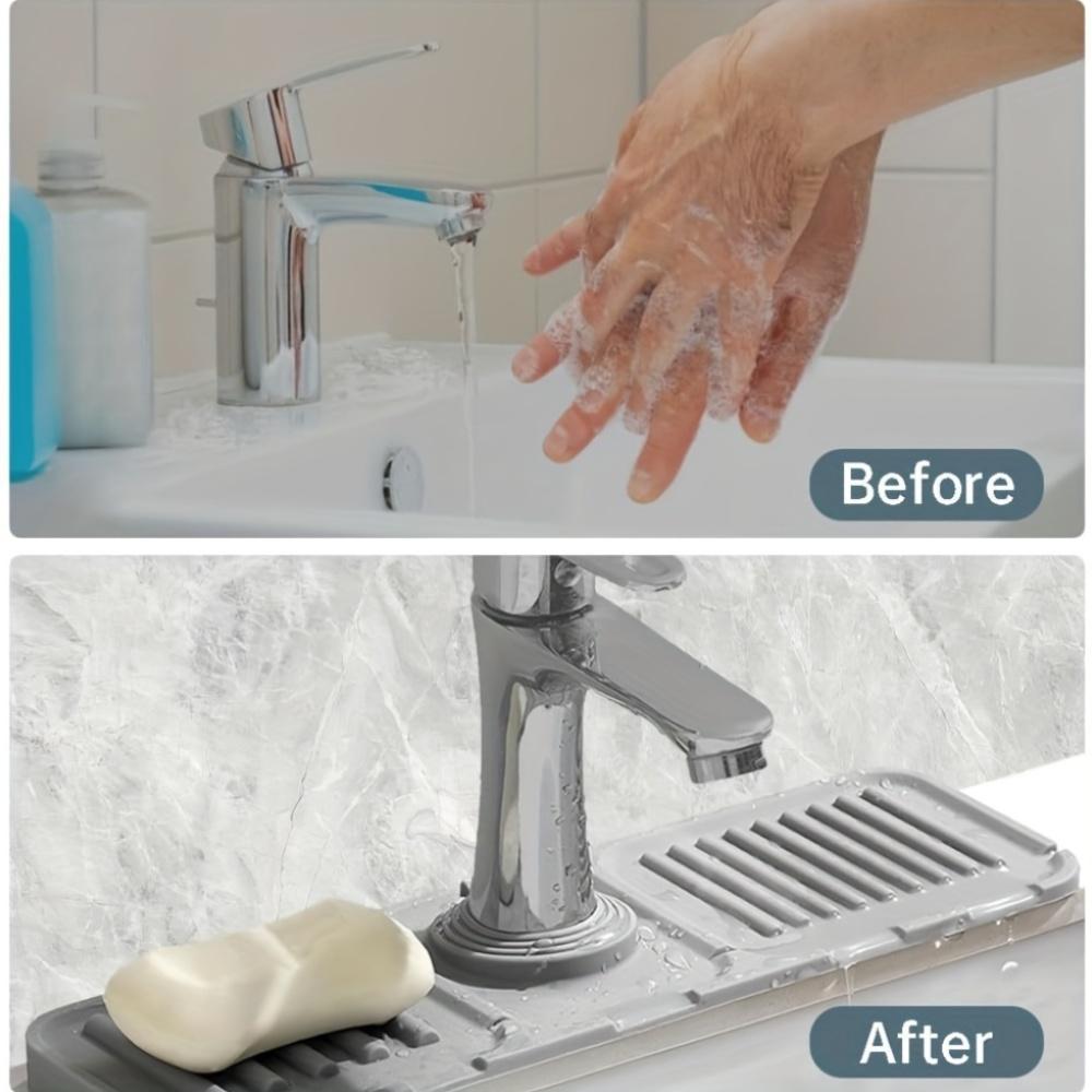 1pc Faucet Splash Guard Mat - Non-Slip Quick-Drying Sink Protector for Kitchen, Bathroom Vanity & Laundry Room, Easy-to-Clean Minimalist Design