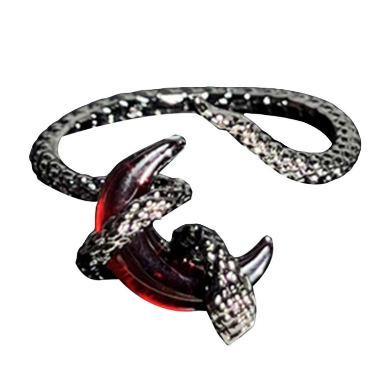 Fashionable Snake Inspire Open Rings with Moon Accent Portable Accessory for Versatile Casual Wear Stylish Outfits
