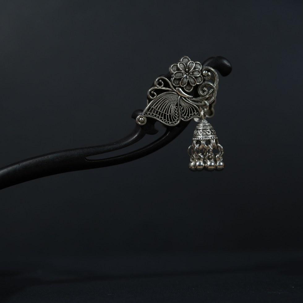 Ethnic Style Butterfly Ebony Hairpin Retro Solid Wood Hair Stick Hanfu Cheongsam Updo Hair Jewelry