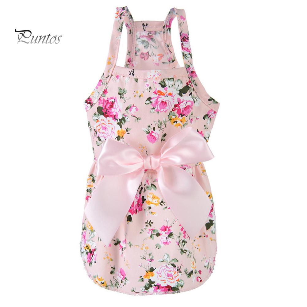 Pies Kot Wiosna Lato Kwiat Drukuj Bawełna Słodka Sukienka Kostium Strój Ubrania