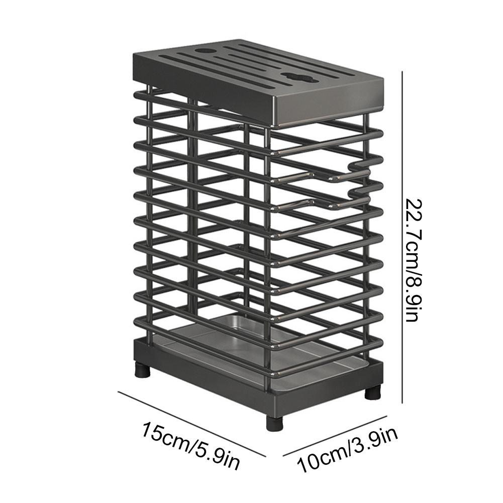 Stainless Steel Knife Holder Space Saving Kitchen Knives Stand Hollow Iron Wire Cutlery Display Organizer for Kitchen Countertop