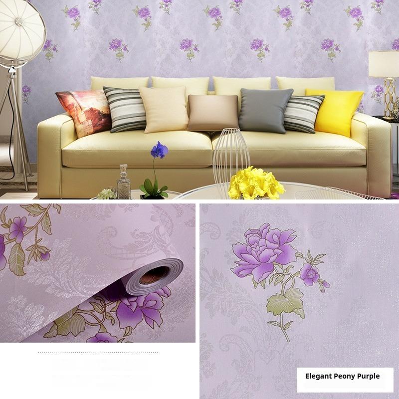 Selvklebende Tapet Pastoralt Blomstermønster Selvklebende Tapet Soverom Stue Møbler Renovering Vanntett og Fuktsikker 10 Meter