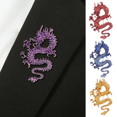 Spilla in smalto che gocciola olio, drago cinese che atterra, potente e dominante, spilla per cappotto da uomo e da donna, accessori