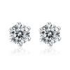 Moissanite Six-Claw Zircon Earrings, S925 Sterling Silver, Women's Fashion