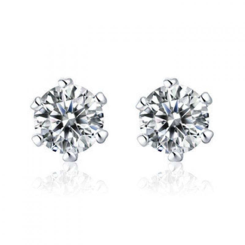 Moissanite Six-Claw Zircon Earrings, S925 Sterling Silver, Women's Fashion