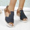 Plus Size Slope Heel Sandals Women Buckle Outer Wear Beach Sandals Slippers