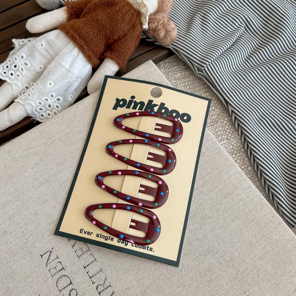 4pcs Multicolor Polka Dot Water Drop BB Clip Children's Hairpin Barrettes Headwear Hair Clip Hair Accessories Bangs Side Clip