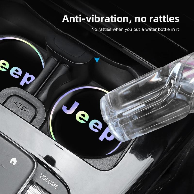 Für Jeep 2 Stück Auto-Getränkeuntersetzer Auto-Innenraum-Aufbewahrungsmatte Zubehör Für Jeep Renegade Compass Grand Cherokee Wrangler Patri