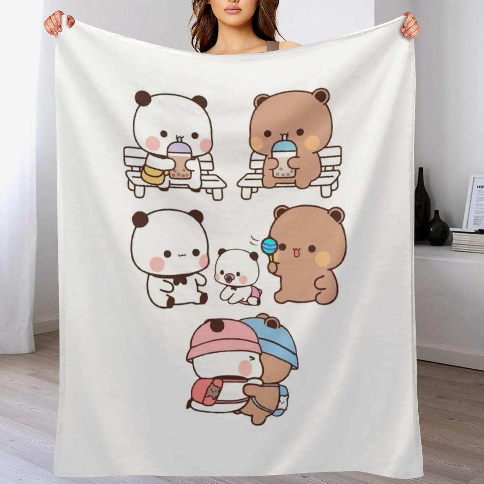 

Bear and Panda Bubu Dudu Balloon Throw Blanket Breathable Lightweight Blanket for Adults Kids 102x76cm(40x30in)