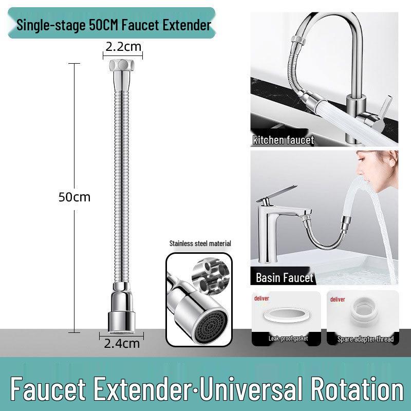 Universal Anti-Splash Faucet Extender with Rotating Joint for Balcony Use