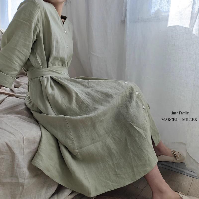 Elegant Ruffle Sleeve High Neck Long Dress with Pockets - Autumn 2025 XXL