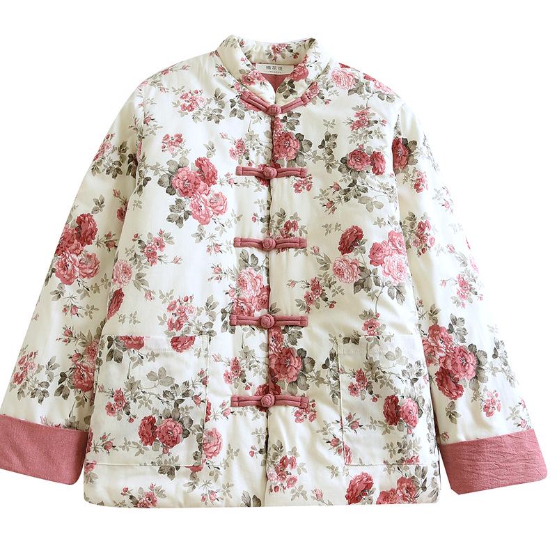 505 Handmade Cotton Floral Jacket, Autumn/Winter, Chinese Style Frog Fasteners, Ladies' All-Cotton Warm Wear