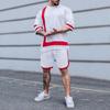 Conjunto de Camiseta para Hombre LISM Moda Verano Hombre Chándal Oversize Casual Camiseta de Rayas Pantalón Corto Traje Ropa de Hombre Dos Piezas Ropa Deportiva