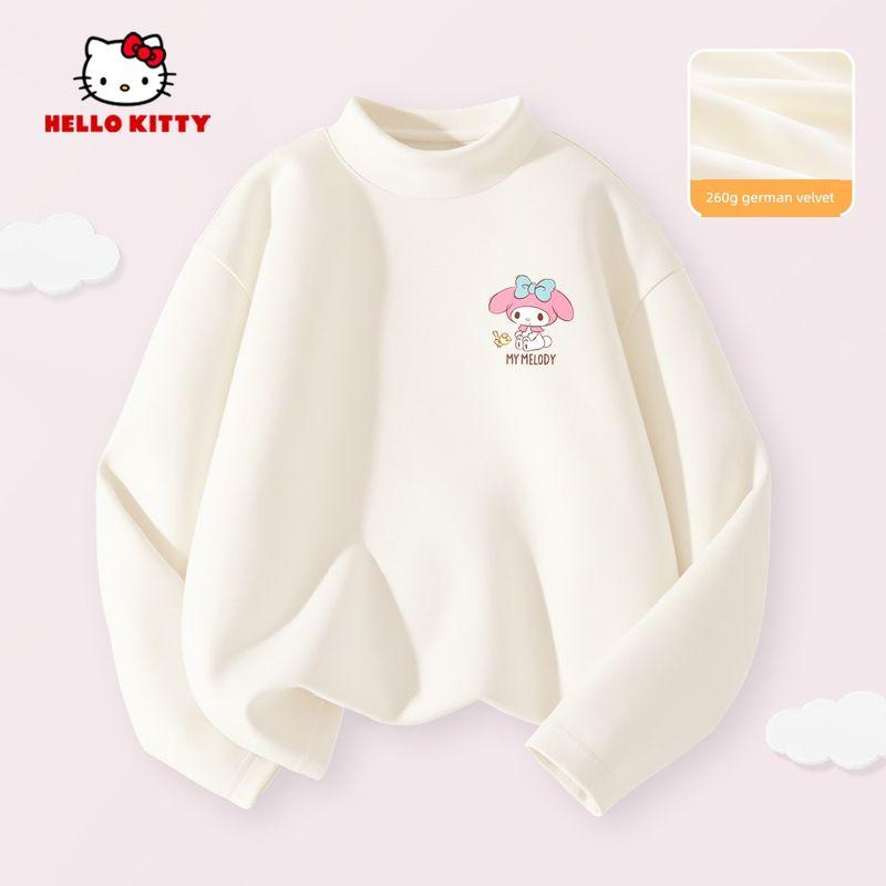 Hello Kitty Girls' Fleece-Lined Base Layer Shirt, Children's Long-Sleeve T-Shirt, Thermal Top in Pink, Stylish Inner Wear