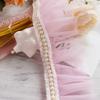 7cm Widened Pink Bead Ribbon Border Pleated Lace DIY Children's Clothing Collar Cuff Skirt Trim Sewing Decoration Accessories