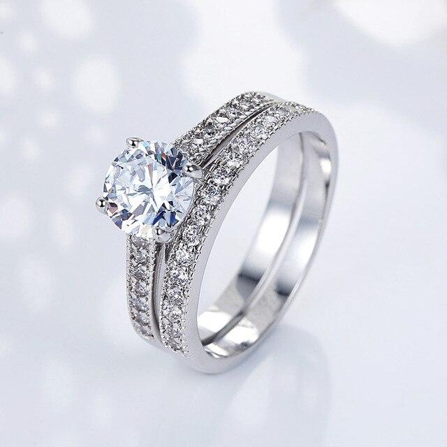 

Классическое обручальное кольцо, традиционное обручальное кольцо с блестящим хрустальным камнем, посеребренное свадебное кольцо для женщин 9