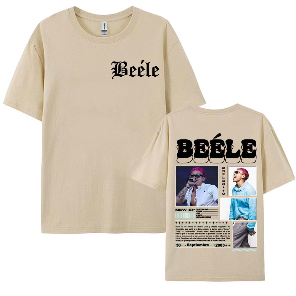 Rapper Beelecito Album Tour 2025 Double Sided Printed Tee Shirt for Men Hip Hop Vintage T Shirt Unisex Casual Tshirt Streetwear