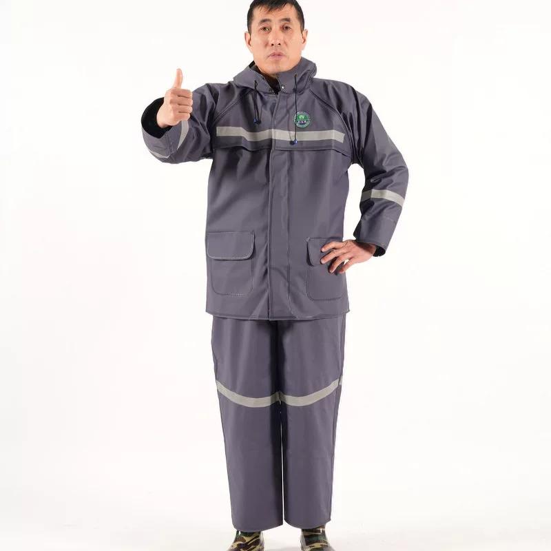 Fishing Raincoat and Rain Pants Set, Mining Suit, Waterproof Raincoat and Rain Pants with Suspenders for Men