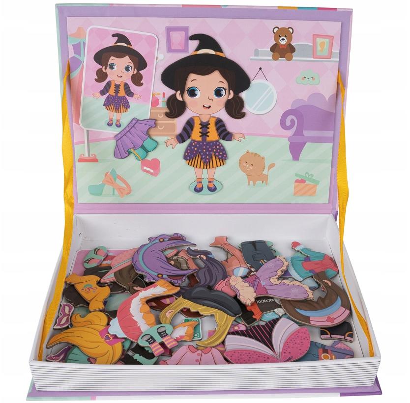 Układanka Magnetyczna Książka Puzzle Pokaz Mody Ubieranie Dziewczyn Ubranka