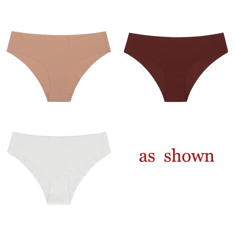 TERMEZY 3Pcs/Lot Sexy No Trace Panties for Women Ice Silk Low Waist Underwear Sports Lingerie G-string Briefs Female Intimates