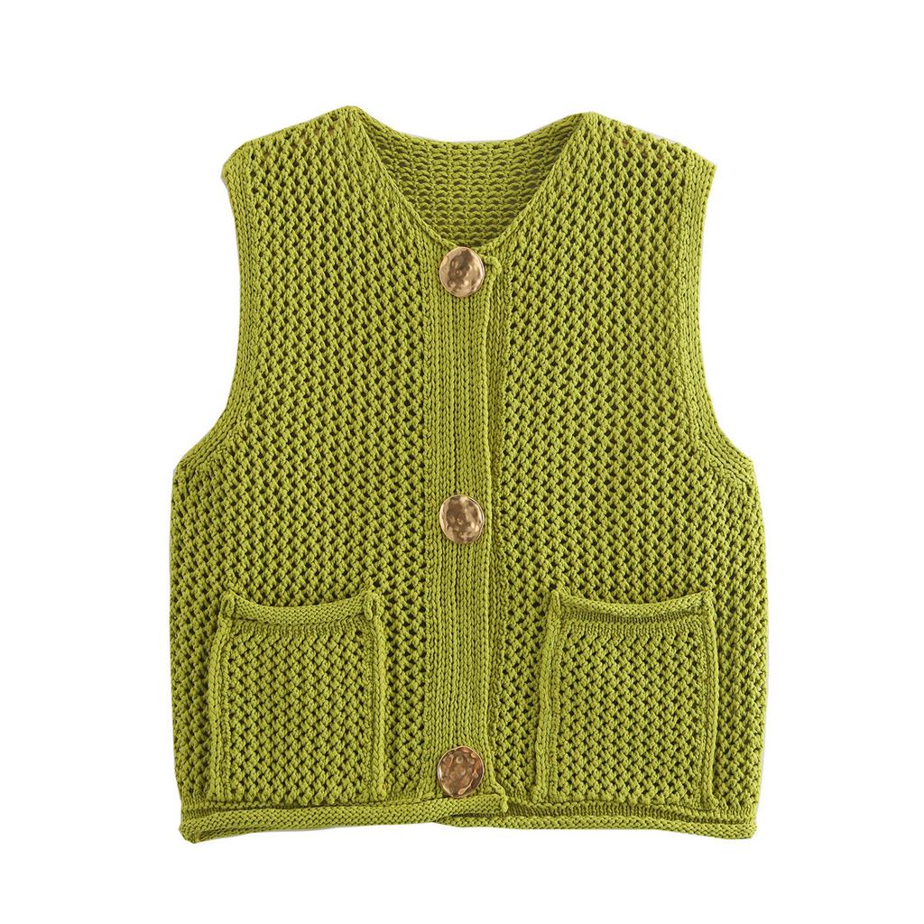 DAFIFY Damen Mode Lässig Frühling Herbst Einfarbige Druck Ärmellos V-Ausschnitt Pullover