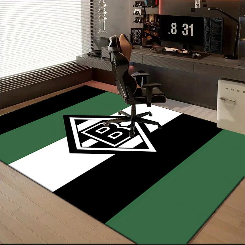 Green Black Borussia Rug for Living Room, Game Rooms, Office, Bedroom, Office Floor Mat Playful Design, fan gifts Christmas decor