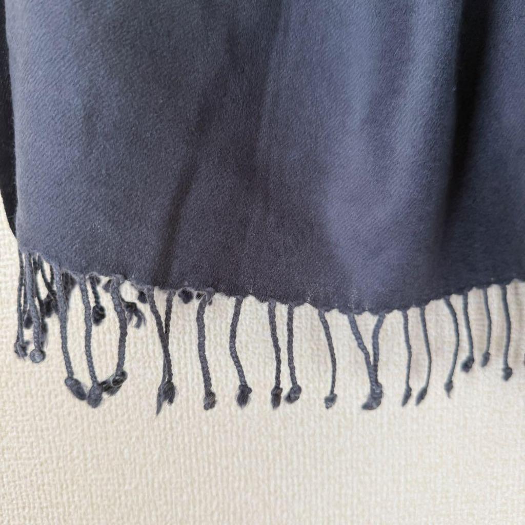 Used Kashmiri Embroidery 100% Pashmina Large Shawl Navy X Silver, Directly Imported from India
