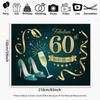 2D "Fabulous 60th Birthday" Backdrop Teal Gold High Heels & Champagne Photography Background Cloth