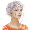 100 Days of School Old Lady Wig Costume Grandma Wig Glasses Necklace Old Lady Cosplay Set for Halloween Dress Up Party