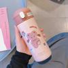 1pc 380ML Cute Cartoon 304 Stainless Steel Thermal Thermos Vacuum Flask With Straw for Girls Insulated Tumbler Drinkware