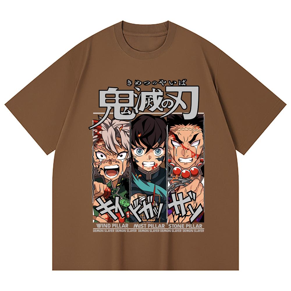 230 Gsm 100% Cotton Demon Slayer V60 Pillars Print Unisex Heavy Cotton T Shirt