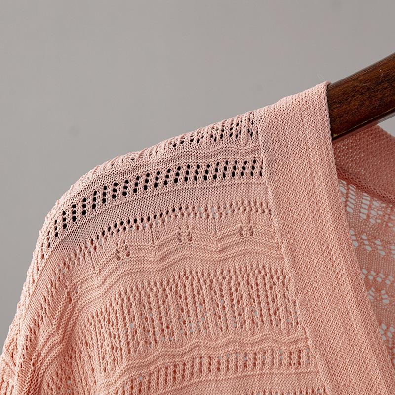 Dlouhý rukáv s výstřihem do V Dutý pulovr pro Femme Dámské Jednobarevné Knoflíček Tenké ledové šifonové halenky Košile Měkký a prodyšný úpletový top