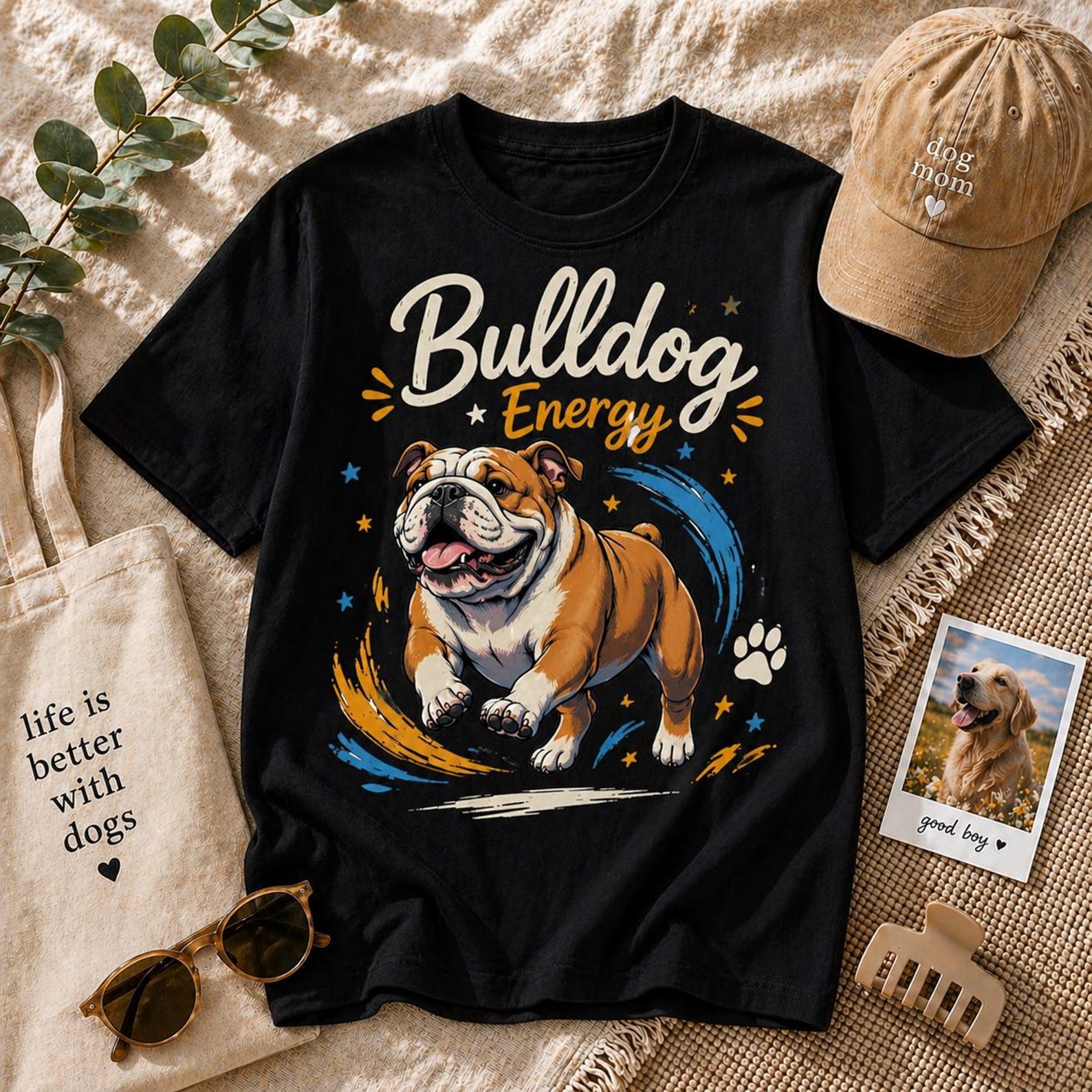 Bulldog Energy T-Shirt – Happy Energetic Dog Graphic Tee XL