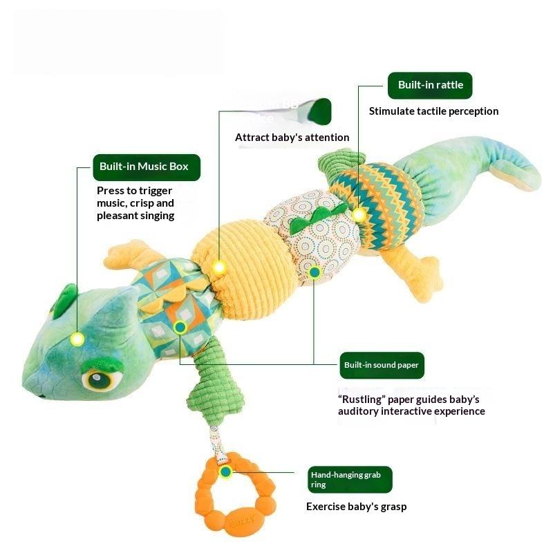 Toddler Sensory Musical Plush Animal Toys With Rattles Crinkle Bell Teething Toy for Infant Car Seat Travel
