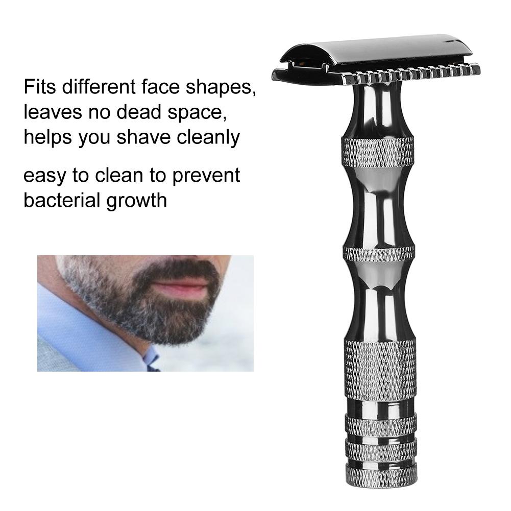 Skid Classic Men Anti Metal Handle Dual Blade Shaver Vintage Style Manual Razor Black