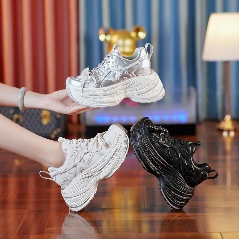 Fashion 8cm New Air Mesh Breathable Summer Spring Autumn Chunky Sneakers Platform Shoes Women Fashion Sneakers Wedge Women Casual Shoes