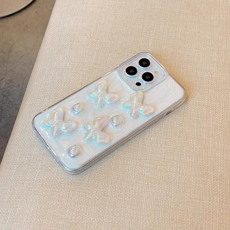 Epoxy Glitter Mobile Phone Case For Iphone17Promax Colorful Butterfly Wind Apple 16 Pearl 15 Soft