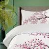 3-Piece Japanese-Inspired Duvet Cover Set - Vibrant Sakura Tree Flowers Spring Theme Art Soft Decorative Bedding with 2 Matchin