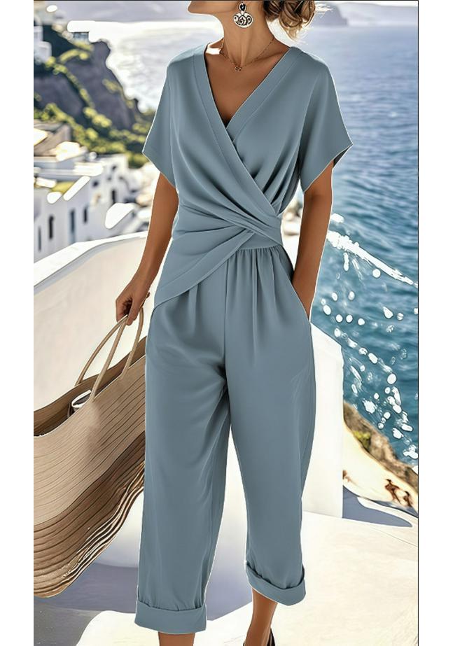 2026 European Summer Elegant Casual Women's Solid Color Irregular Set